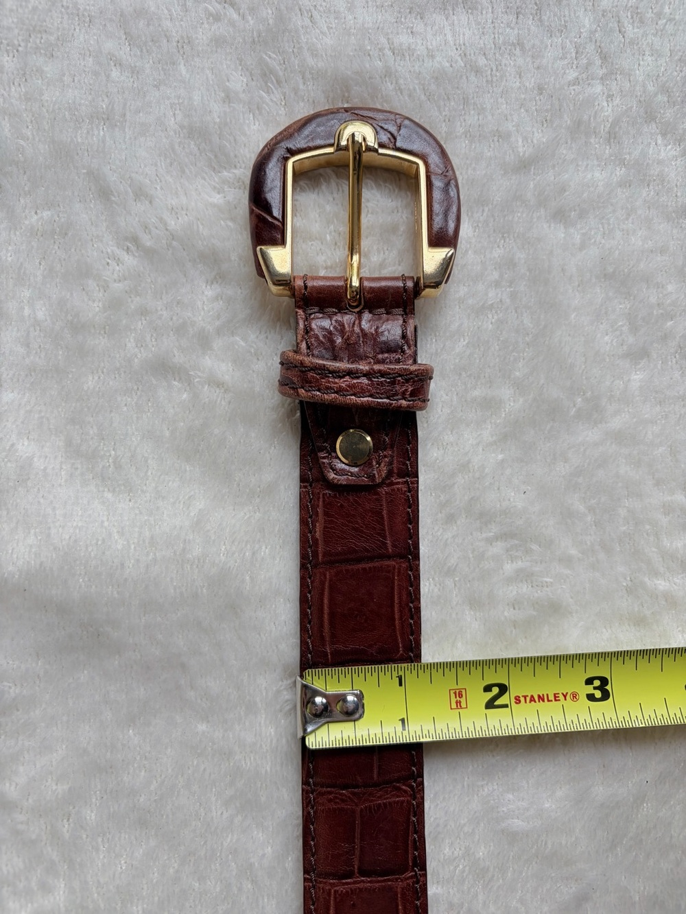 Genuine Croc-Embossed Brown Leather Belt - JPL - Picture 8 of 11